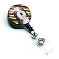 Carolines Treasures Bearded Collie Candy Cane Holiday Christmas Retractable Badge Reel SS4566BR